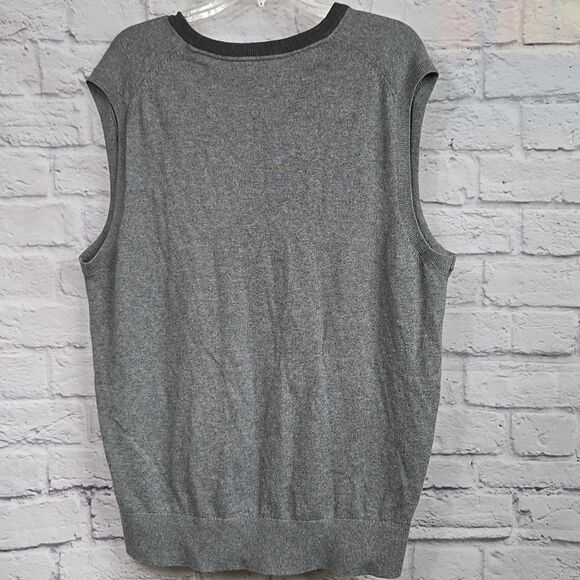 Men Cremieux Sweater Vest V-Neck Soft Cashmere Blend Gray Heather Preppy Classic - Picture 6 of 9